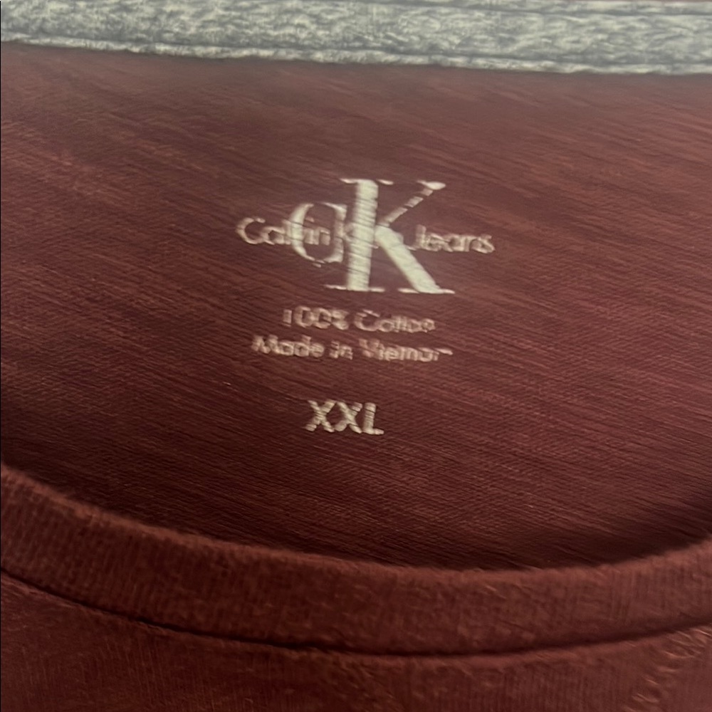 Calvin Klein Burgundy Cotton Tee XXL